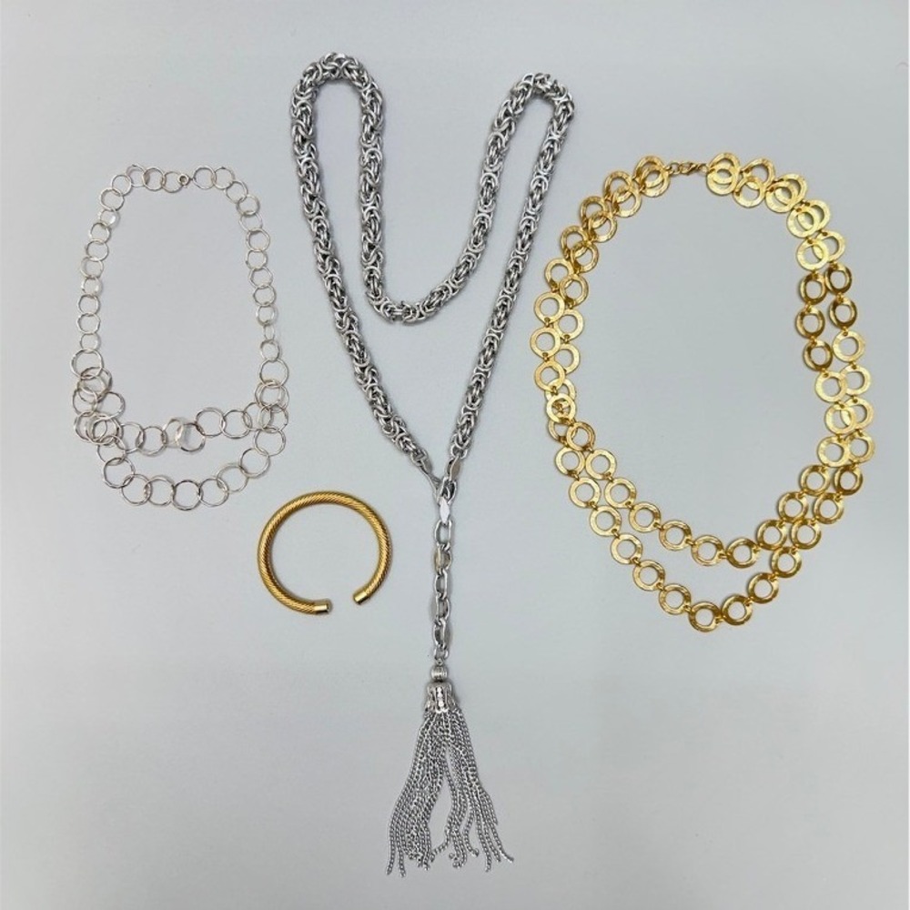Chain Necklace Lot and Bracelet Gold Tone Silver Tone‎ Circles